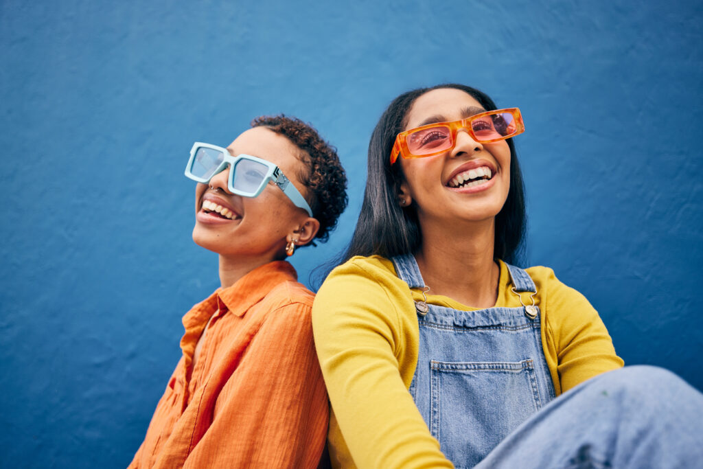 sunglasses fashion and women on blue background i 2023 08 08 23 18 45 utc